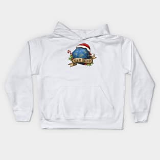 D20 Merry Critmas Dice Blue Kids Hoodie